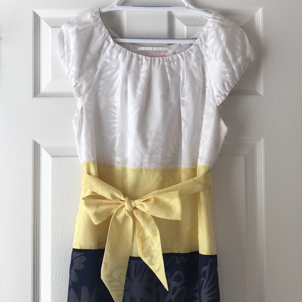 Lilly Pulitzer yellow and navy sundress